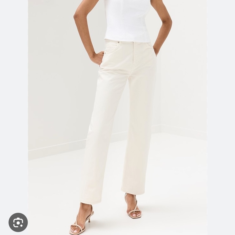 Reformation Abby Cream Straight-Leg Pants